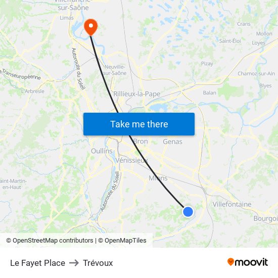 Le Fayet Place to Trévoux map