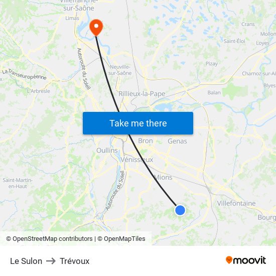 Le Sulon to Trévoux map