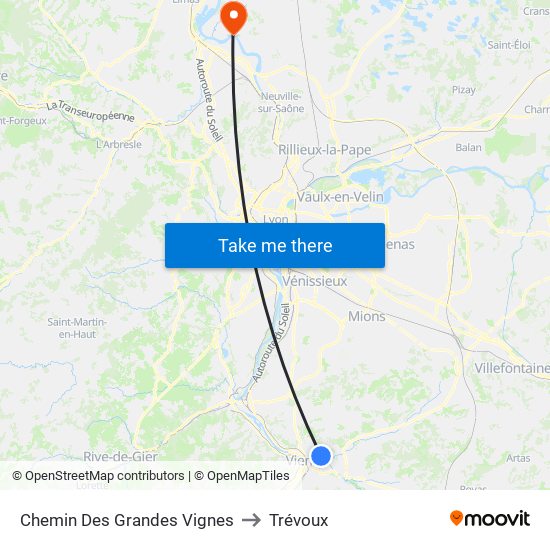 Chemin Des Grandes Vignes to Trévoux map
