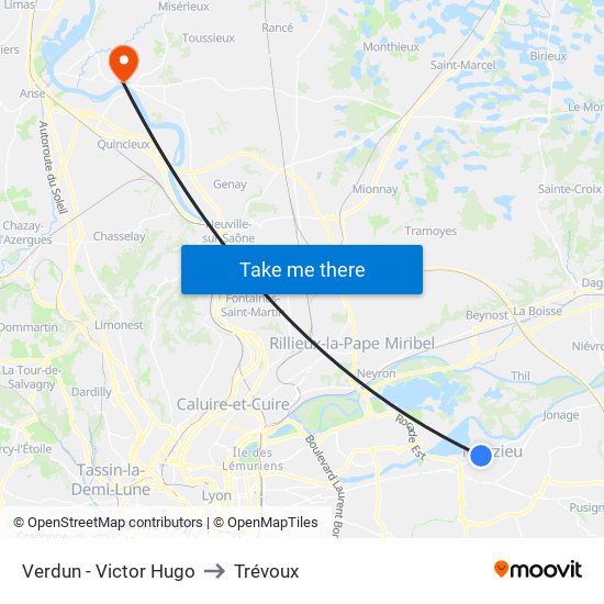 Verdun - Victor Hugo to Trévoux map