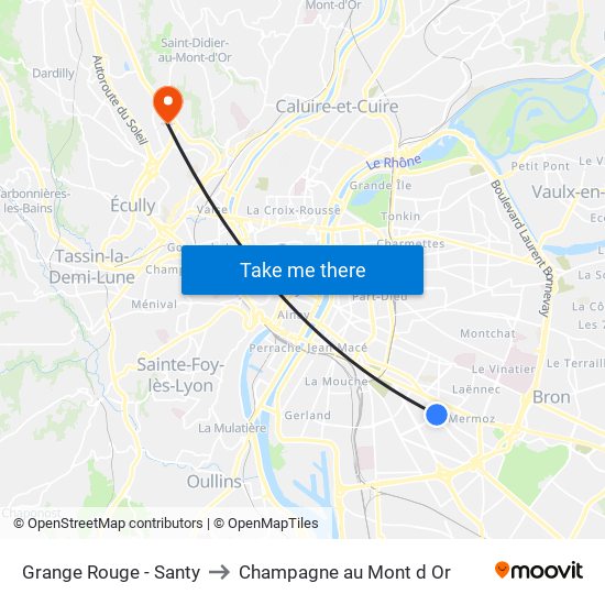 Grange Rouge - Santy to Champagne au Mont d Or map