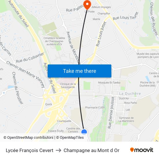 Lycée François Cevert to Champagne au Mont d Or map