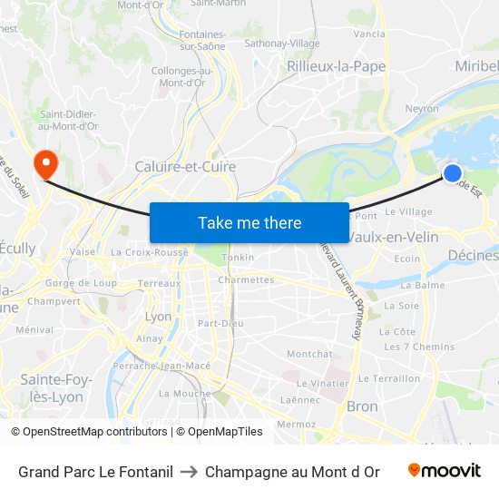 Grand Parc Le Fontanil to Champagne au Mont d Or map