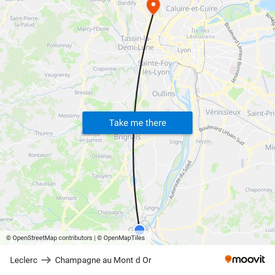 Leclerc to Champagne au Mont d Or map