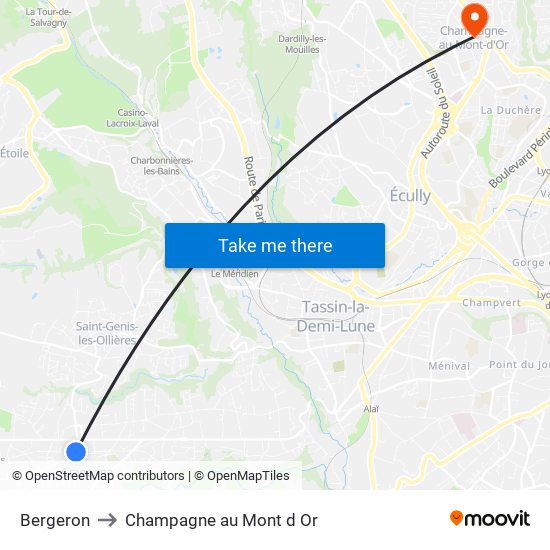 Bergeron to Champagne au Mont d Or map