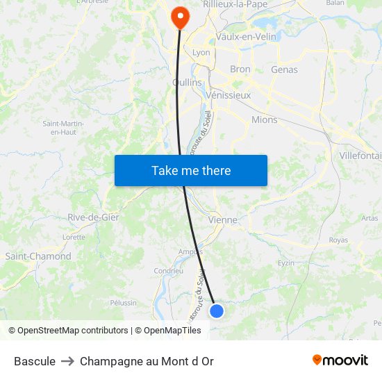 Bascule to Champagne au Mont d Or map