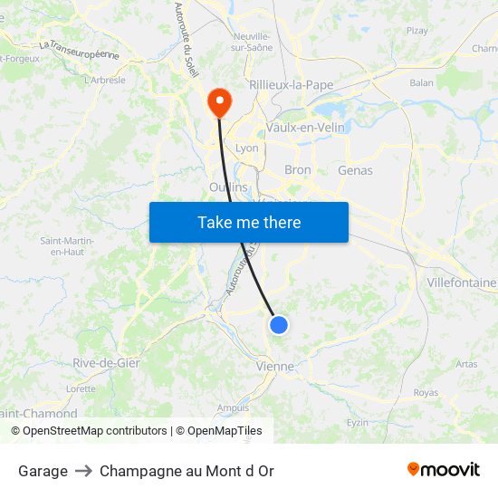 Garage to Champagne au Mont d Or map