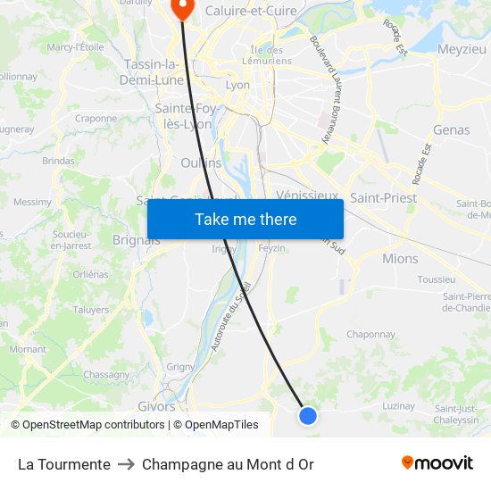 La Tourmente to Champagne au Mont d Or map