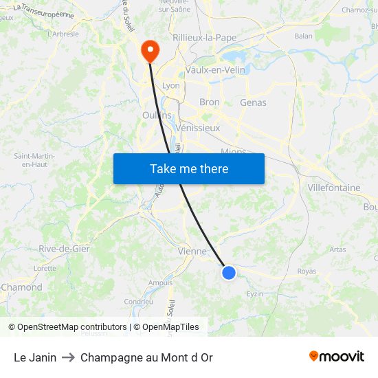Le Janin to Champagne au Mont d Or map