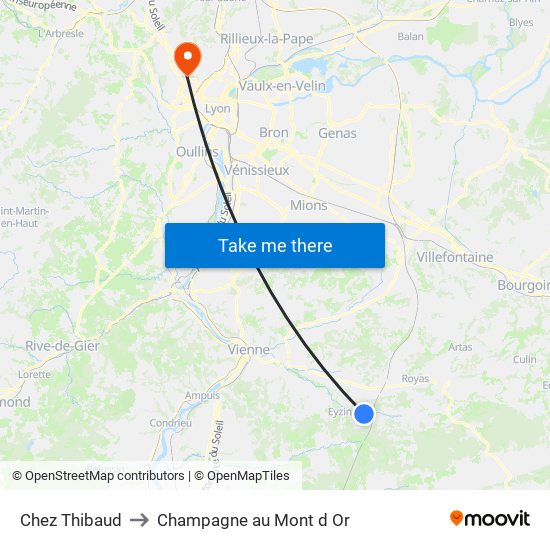 Chez Thibaud to Champagne au Mont d Or map