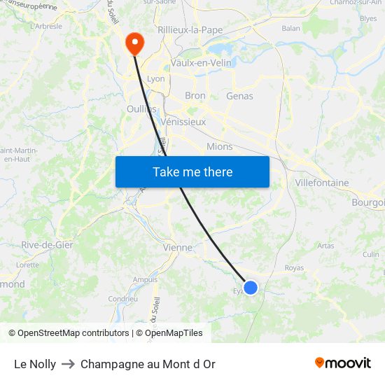 Le Nolly to Champagne au Mont d Or map