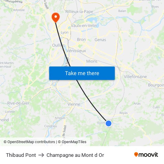 Thibaud Pont to Champagne au Mont d Or map