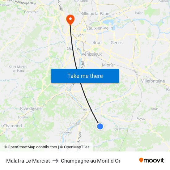 Malatra Le Marciat to Champagne au Mont d Or map