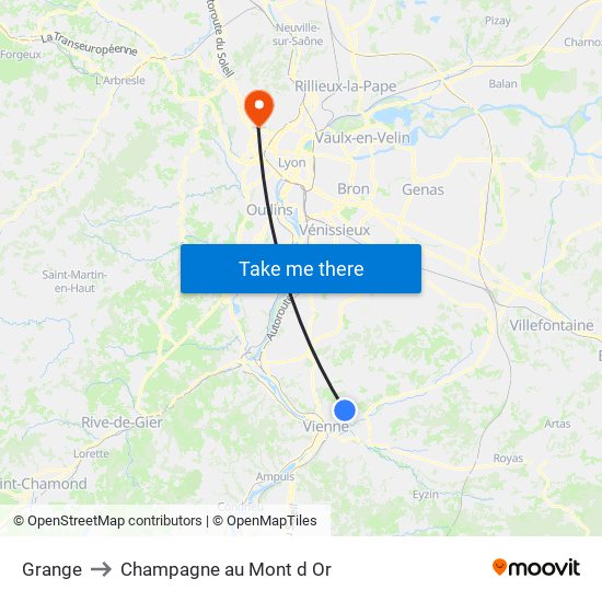 Grange to Champagne au Mont d Or map