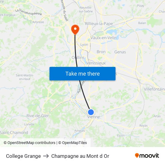 College Grange to Champagne au Mont d Or map