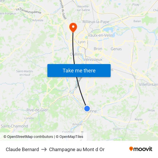 Claude Bernard to Champagne au Mont d Or map