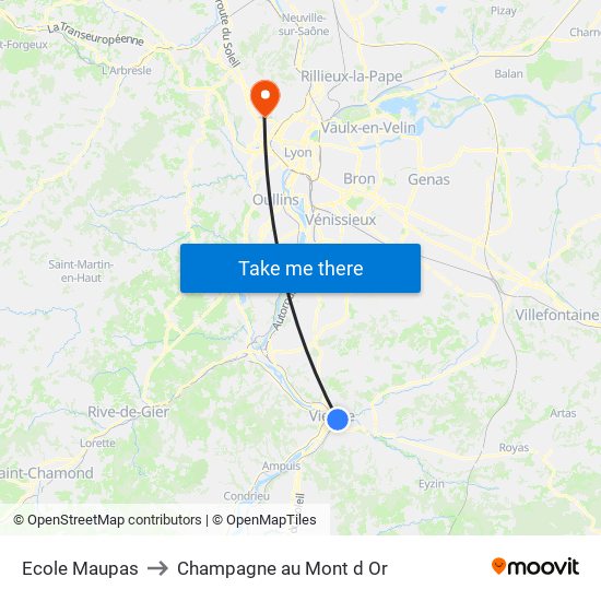 Ecole Maupas to Champagne au Mont d Or map