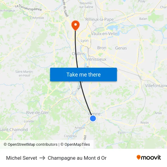 Michel Servet to Champagne au Mont d Or map