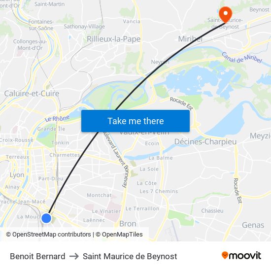 Benoit Bernard to Saint Maurice de Beynost map