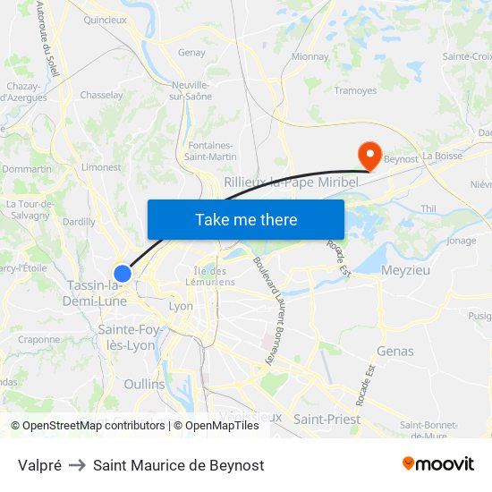 Valpré to Saint Maurice de Beynost map