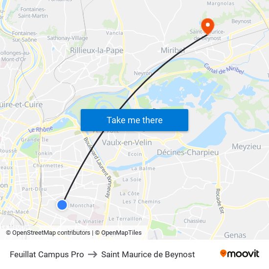 Feuillat Campus Pro to Saint Maurice de Beynost map
