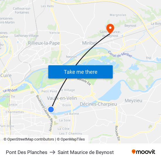 Pont Des Planches to Saint Maurice de Beynost map