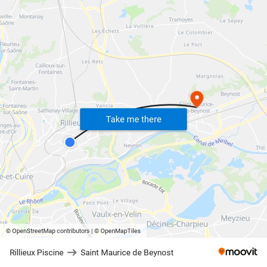 Rillieux Piscine to Saint Maurice de Beynost map