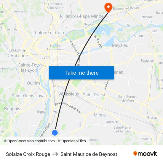 Solaize Croix Rouge to Saint Maurice de Beynost map