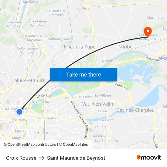 Croix-Rousse to Saint Maurice de Beynost map