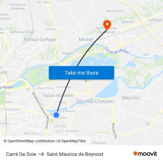 Carré De Soie to Saint Maurice de Beynost map