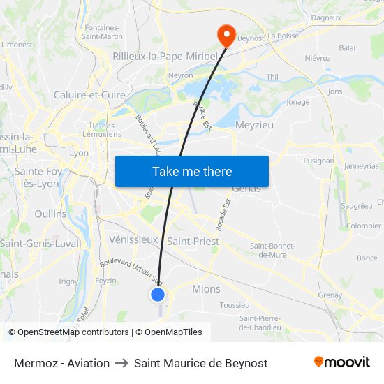 Mermoz - Aviation to Saint Maurice de Beynost map
