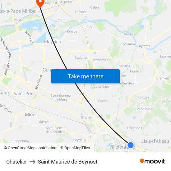 Chatelier to Saint Maurice de Beynost map