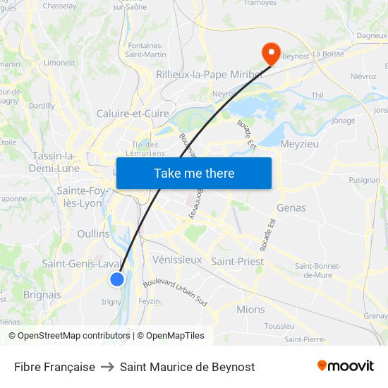 Fibre Française to Saint Maurice de Beynost map