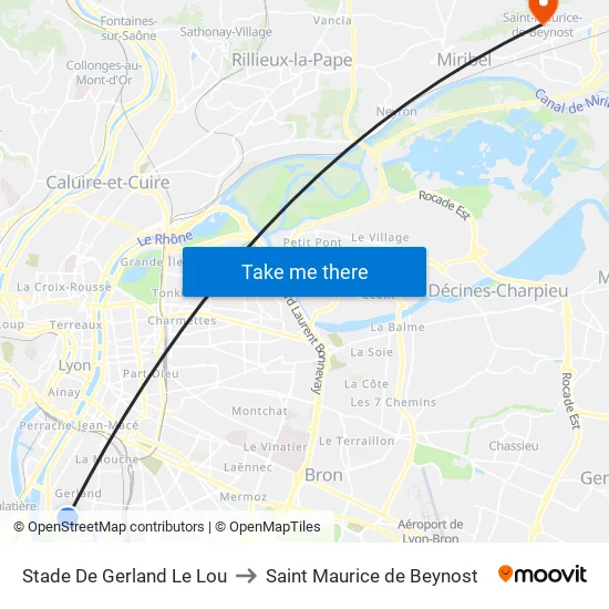 Stade De Gerland Le Lou to Saint Maurice de Beynost map