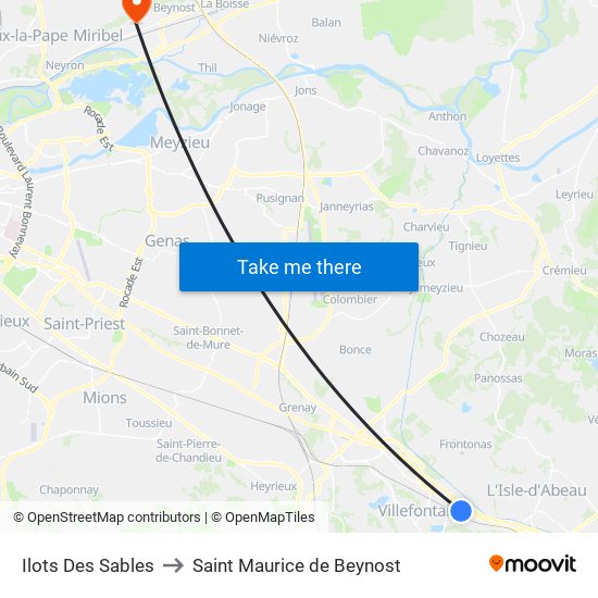 Ilots Des Sables to Saint Maurice de Beynost map