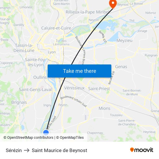 Sérézin to Saint Maurice de Beynost map