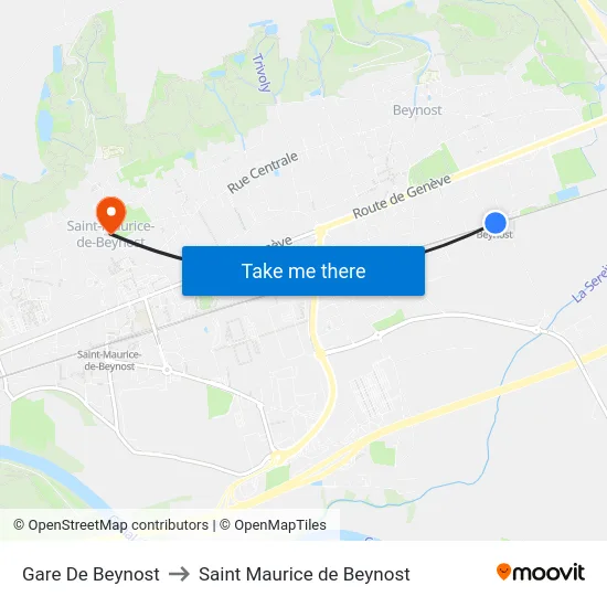 Gare De Beynost to Saint Maurice de Beynost map