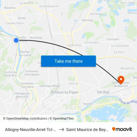 Albigny-Neuville-Arret-Tcl-Gare to Saint Maurice de Beynost map