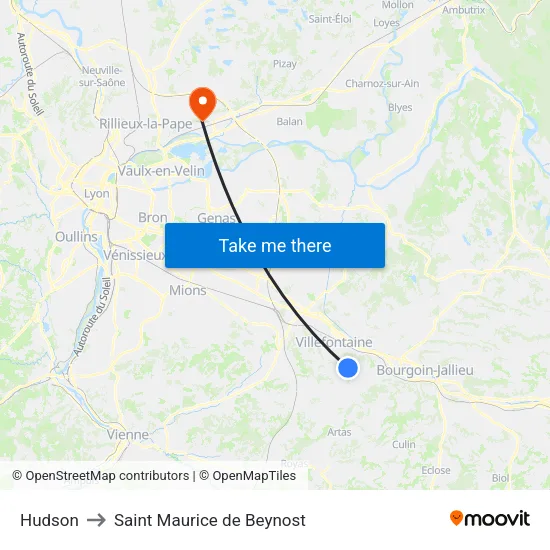 Hudson to Saint Maurice de Beynost map
