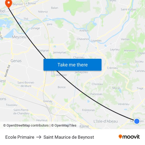 Ecole Primaire to Saint Maurice de Beynost map