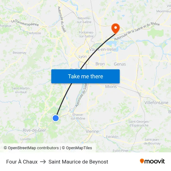 Four À Chaux to Saint Maurice de Beynost map