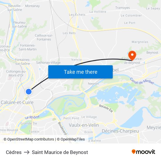 Cèdres to Saint Maurice de Beynost map