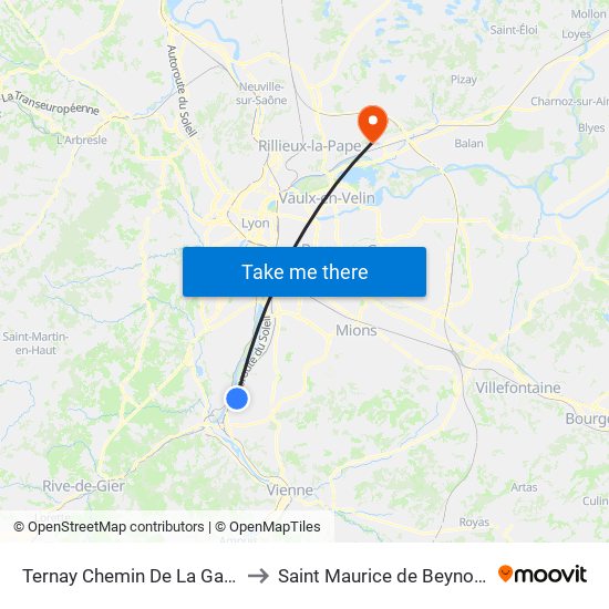 Ternay Chemin De La Gare to Saint Maurice de Beynost map