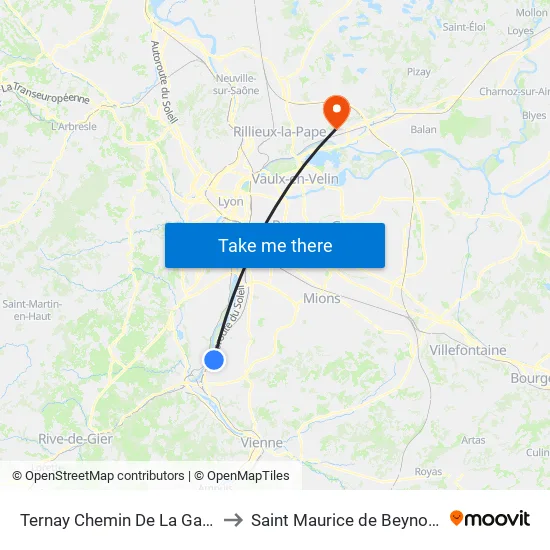Ternay Chemin De La Gare to Saint Maurice de Beynost map
