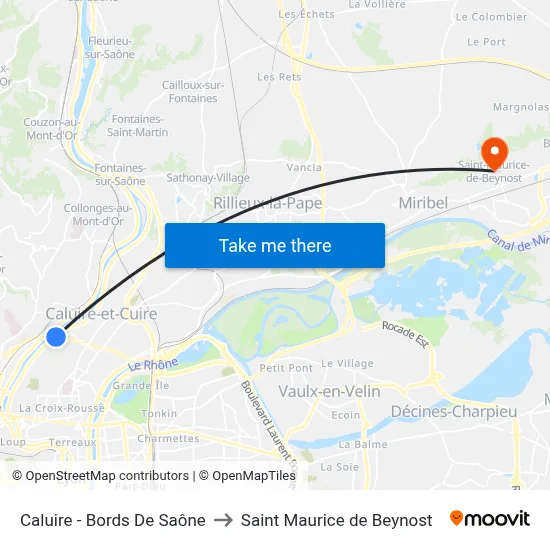 Caluire - Bords De Saône to Saint Maurice de Beynost map