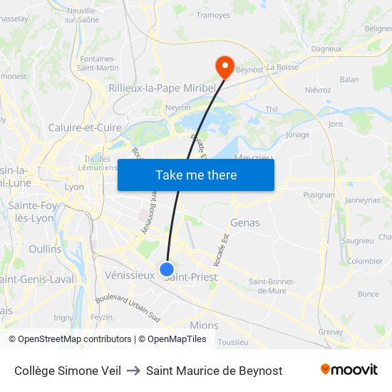 Collège Simone Veil to Saint Maurice de Beynost map