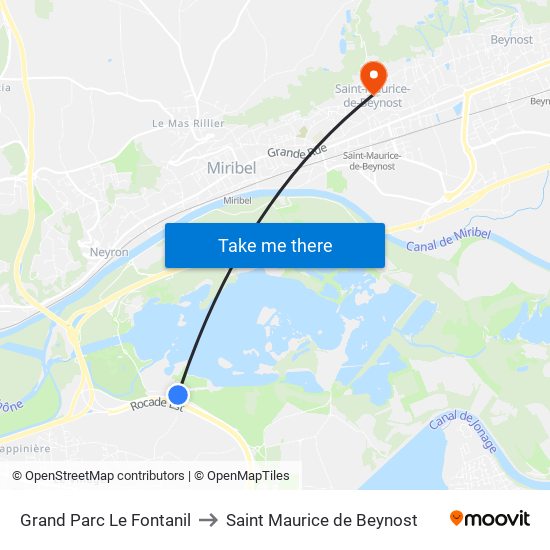 Grand Parc Le Fontanil to Saint Maurice de Beynost map
