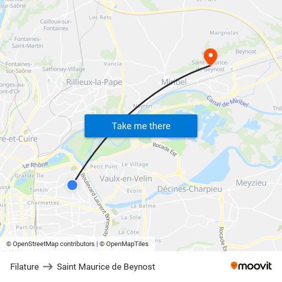 Filature to Saint Maurice de Beynost map