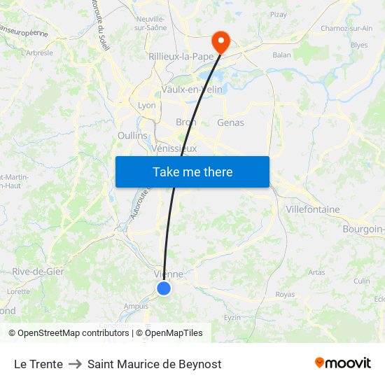 Le Trente to Saint Maurice de Beynost map