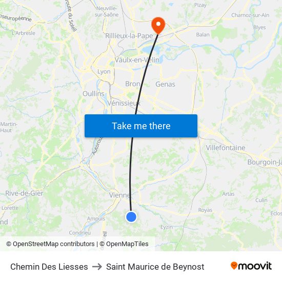 Chemin Des Liesses to Saint Maurice de Beynost map